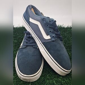 Vans Low Top Sneakers Skate Shoes Canvas Navy Blue White Mens 10